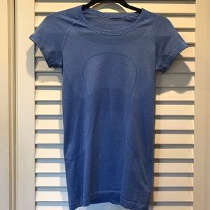 Lululemon running/yoga tee in light royal blue.